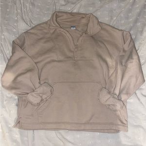 Slightly cropped tan pullover sweatshirt